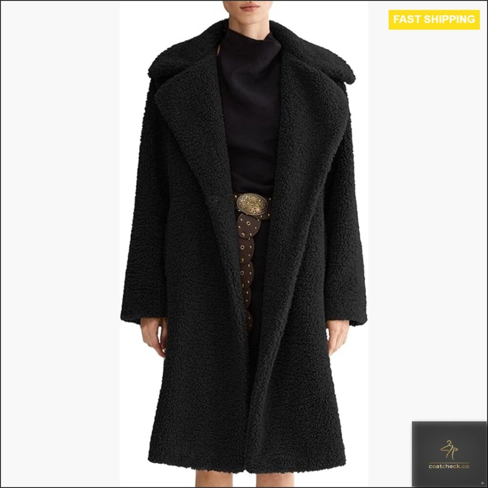 Oversized Fleece Jacket Faux Fur Lapel Sherpa Teddy Coat Winter Warm Outerwear